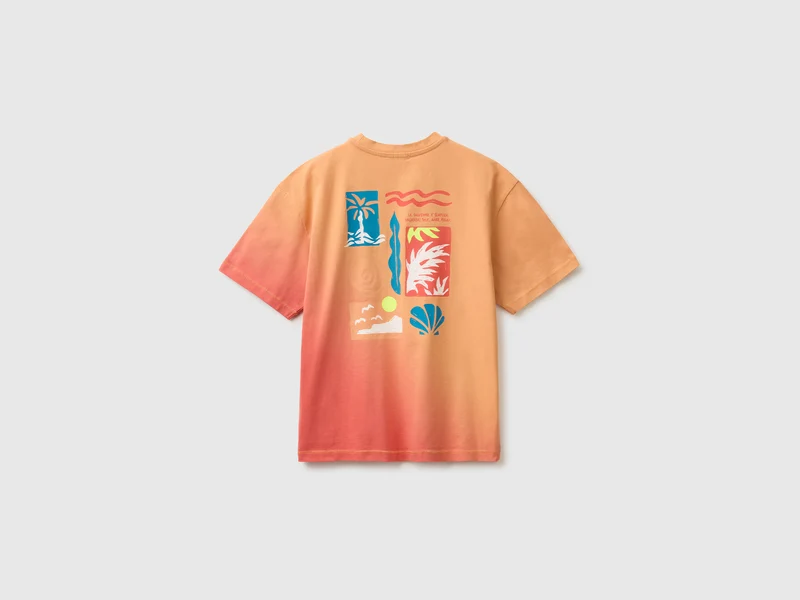 T-Shirt mit Dip-Dye-Effekt und Aufdruck