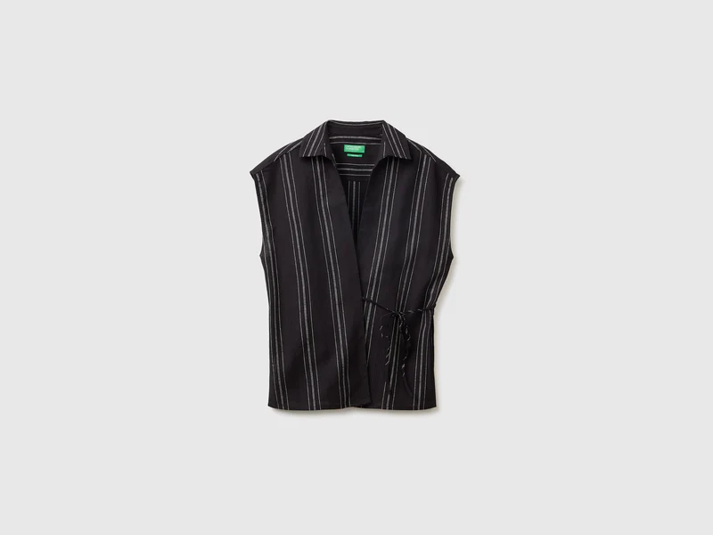 Wickelbluse aus Leinenmischgewebe