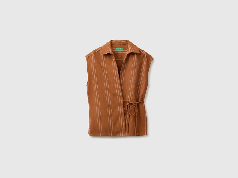 Wickelbluse aus Leinenmischgewebe