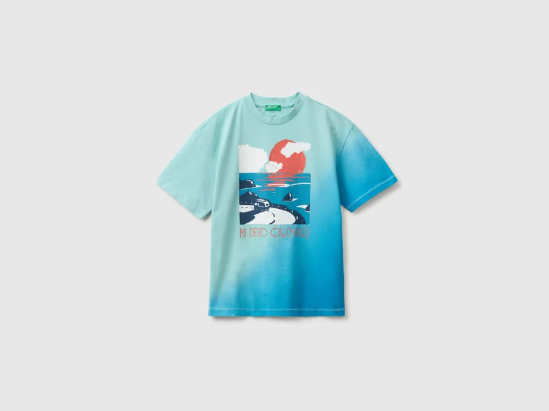 T-Shirt mit Dip-Dye-Effekt und Aufdruck