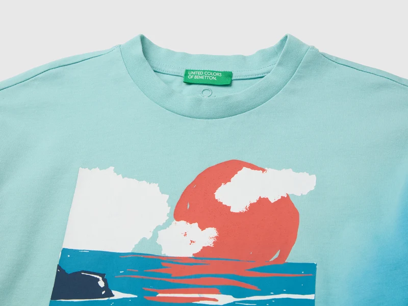 T-Shirt mit Dip-Dye-Effekt und Aufdruck