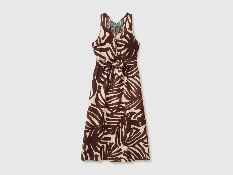 Bedrucktes Kleid aus reinem Leinen