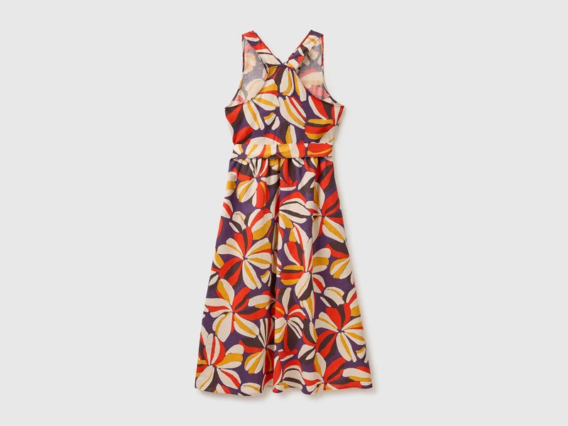 Bedrucktes Kleid aus reinem Leinen