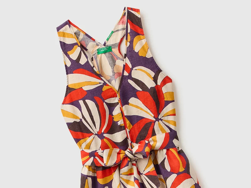 Bedrucktes Kleid aus reinem Leinen