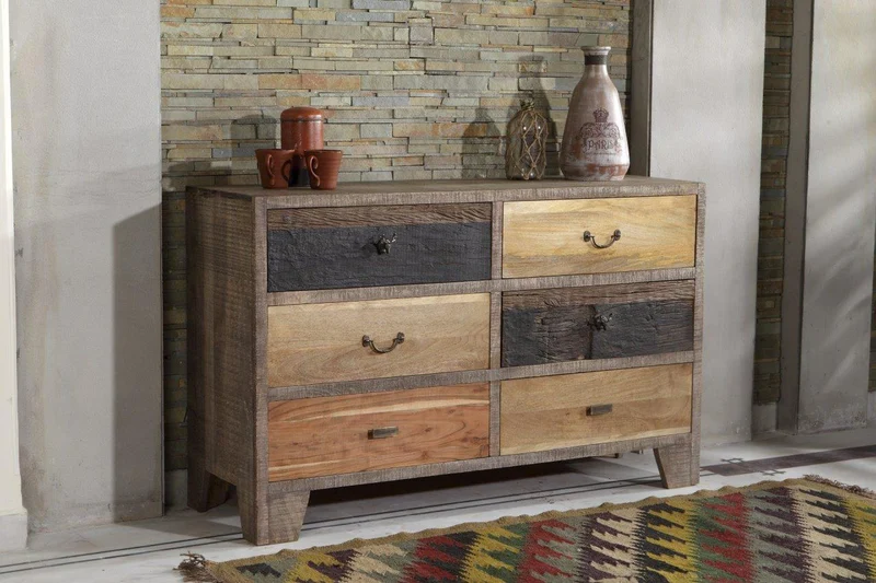Sideboard Anrichte TARIM Schubladenkommode Mango und Akazie 135 cm