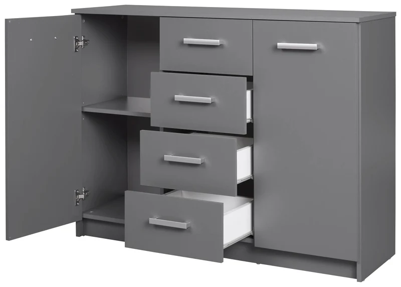 Sideboard Kommode ELENZIO 2T4S Graphit Grau mit 2 Türen 4 Schubladen