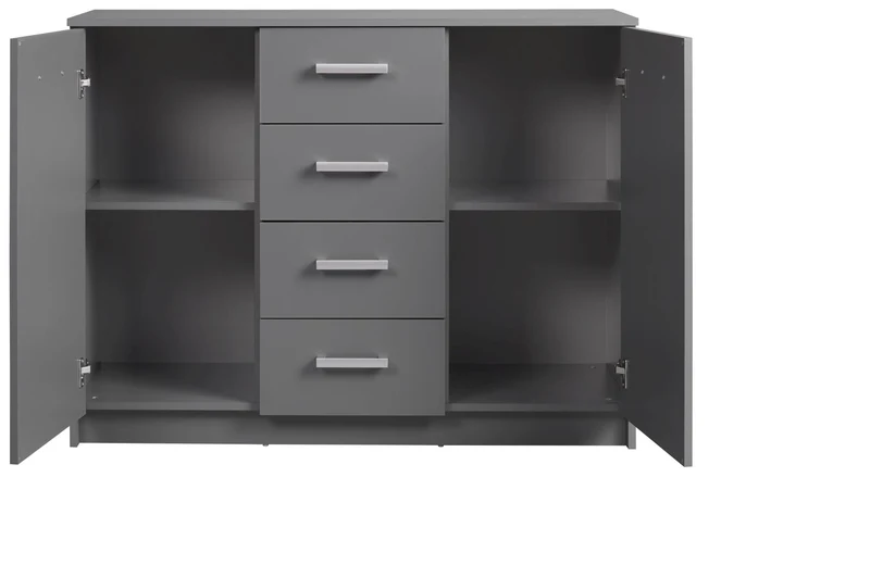 Sideboard Kommode ELENZIO 2T4S Graphit Grau mit 2 Türen 4 Schubladen