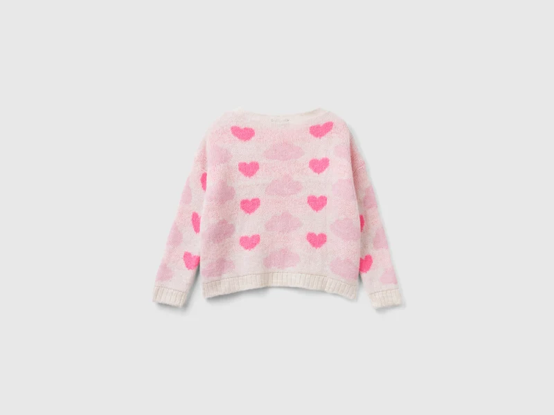 Jacquard-Pulli mit Herzen und Wolken