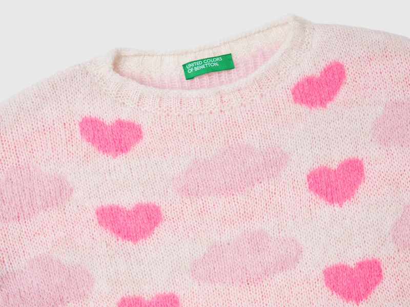 Jacquard-Pulli mit Herzen und Wolken