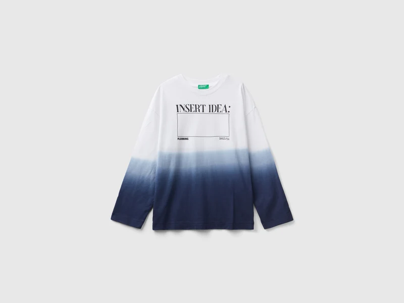 T-Shirt mit Dip-Dye-Behandung und Print