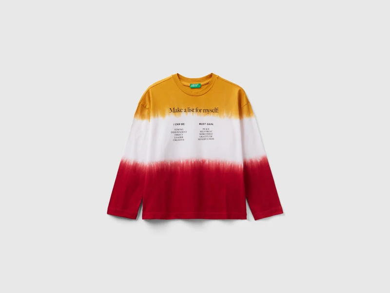 T-Shirt mit Dip-Dye-Behandung und Print