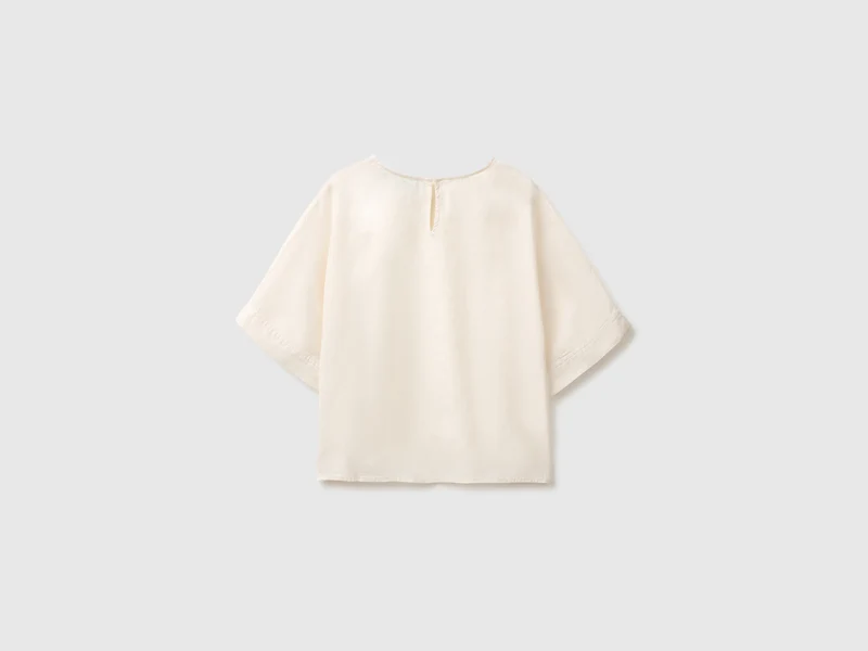 Bluse mit Rundhalsausschnitt aus reinem Leinen