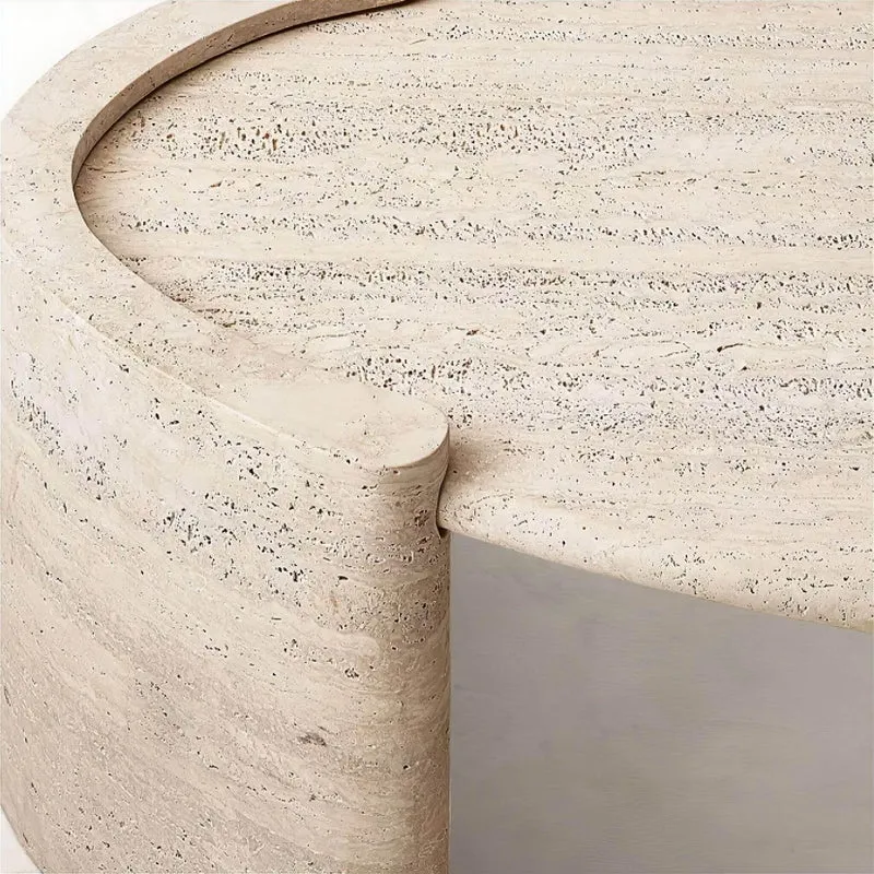 Violette Travertine Coffee Table - Elegant Marble Accent Table