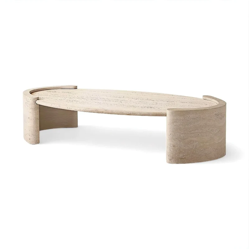 Violette Travertine Coffee Table - Elegant Marble Accent Table