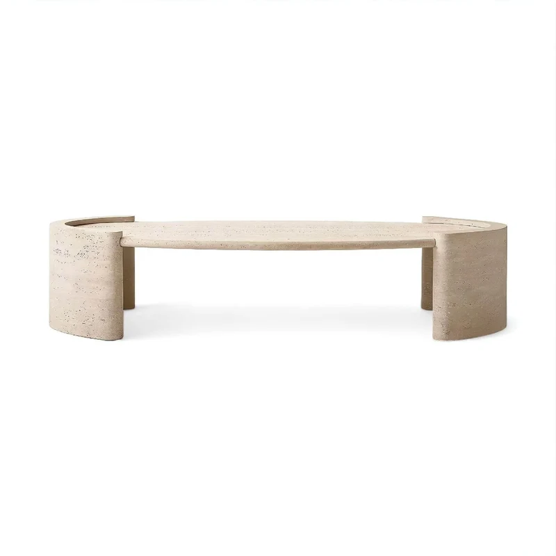 Violette Travertine Coffee Table - Elegant Marble Accent Table