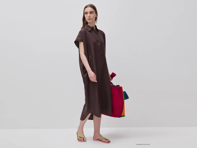 Midikleid aus reinem Leinen