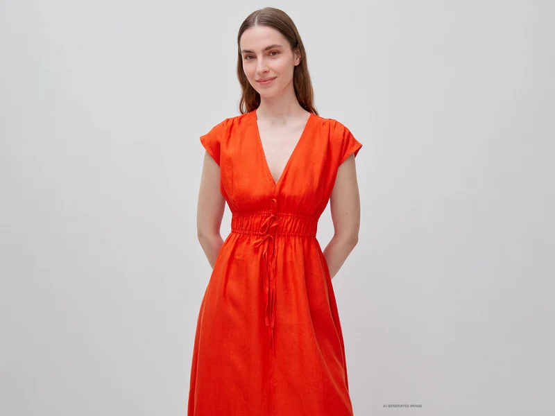 Ausgestelltes Kleid aus reinem Leinen