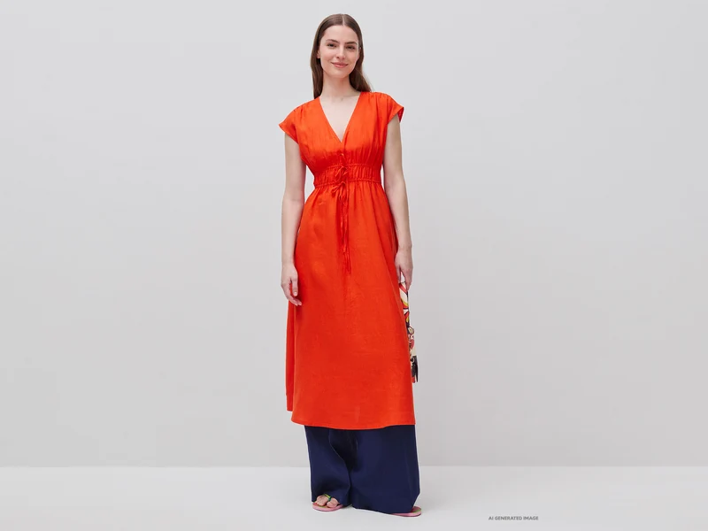Ausgestelltes Kleid aus reinem Leinen