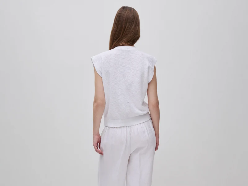 Ärmelloser Pullover aus Leinenmischung