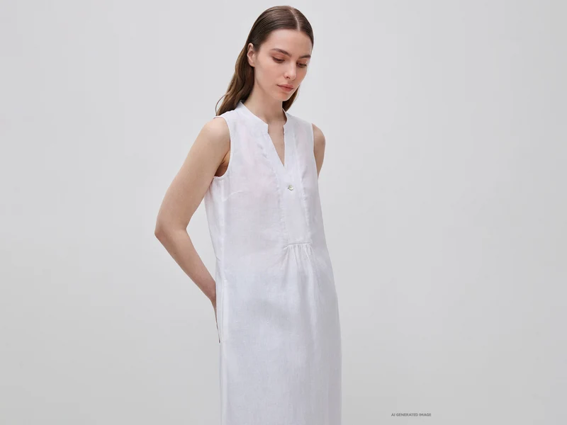 Langes Kleid aus 100 % Leinen