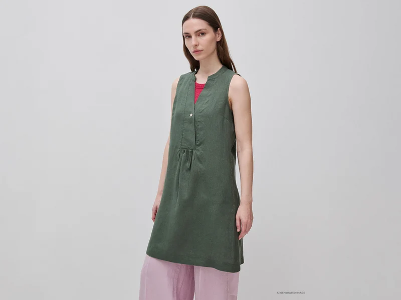 kurzes Kleid aus 100 % Leinen