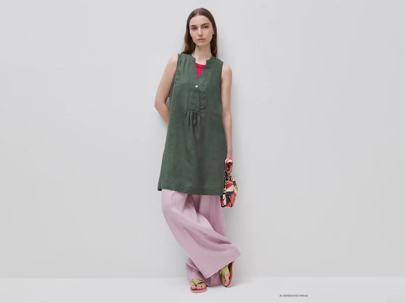kurzes Kleid aus 100 % Leinen