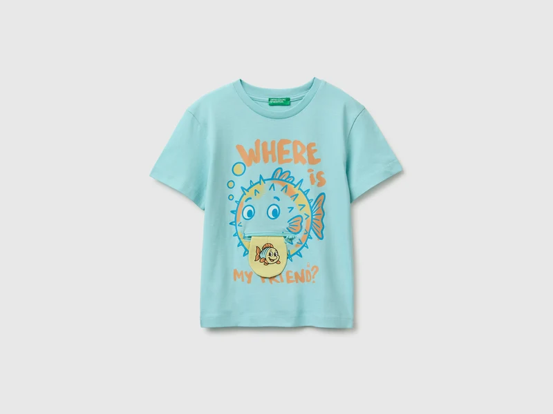 Bedrucktes T-Shirt mit Reißverschluss