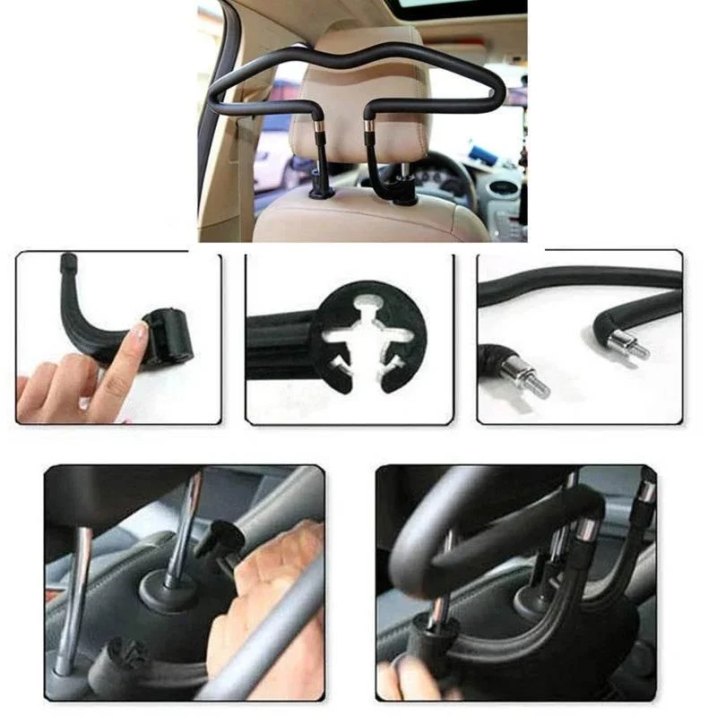 Universal Travel Headrest Clothes Hanger - Swivel Hook Organizer
