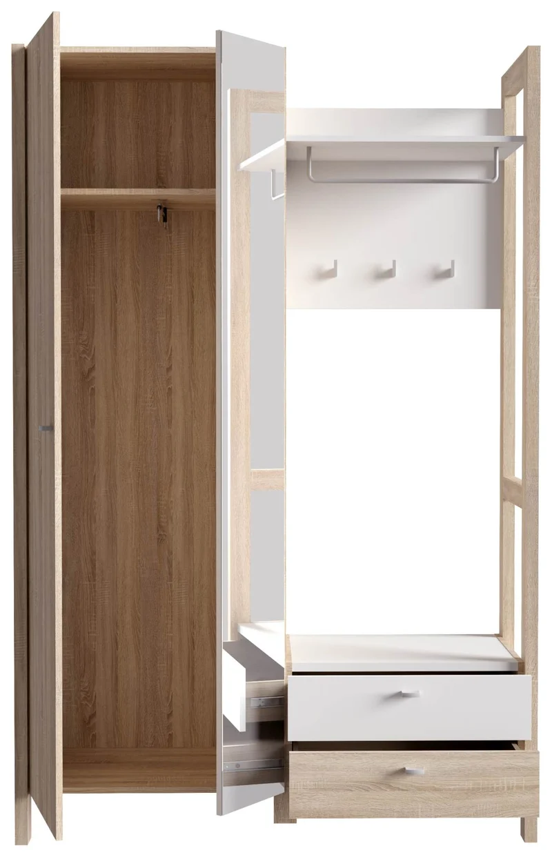 Garderobe Kompaktgarderobe HOYVIK Sonoma Eiche Optik / Weiß, von Forte
