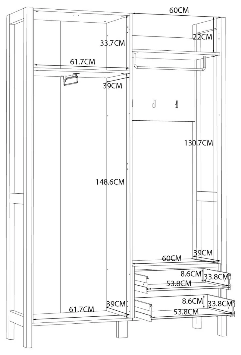 Garderobe Kompaktgarderobe HOYVIK Sonoma Eiche Optik / Weiß, von Forte