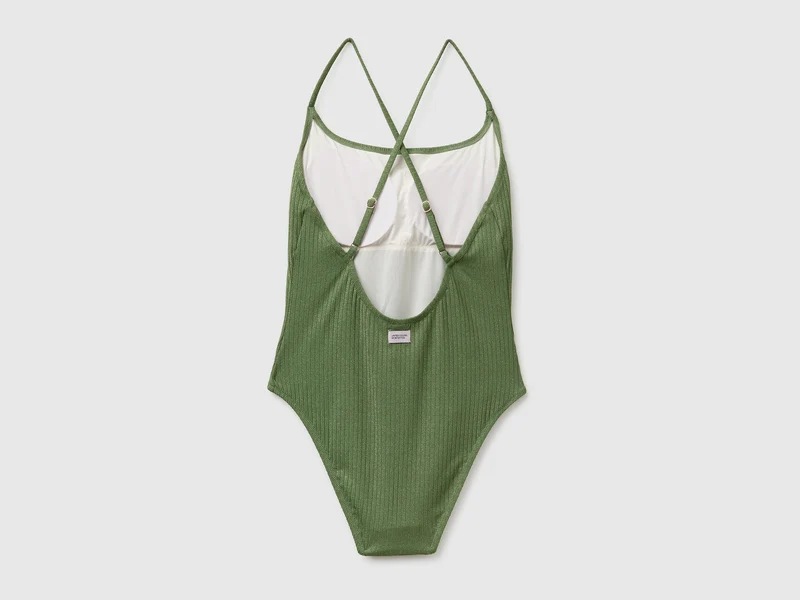 Gerippter Badeanzug mit Lurex