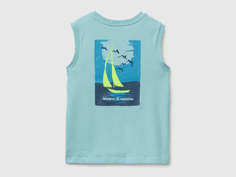 Tanktop mit Aufdruck und Stickerei