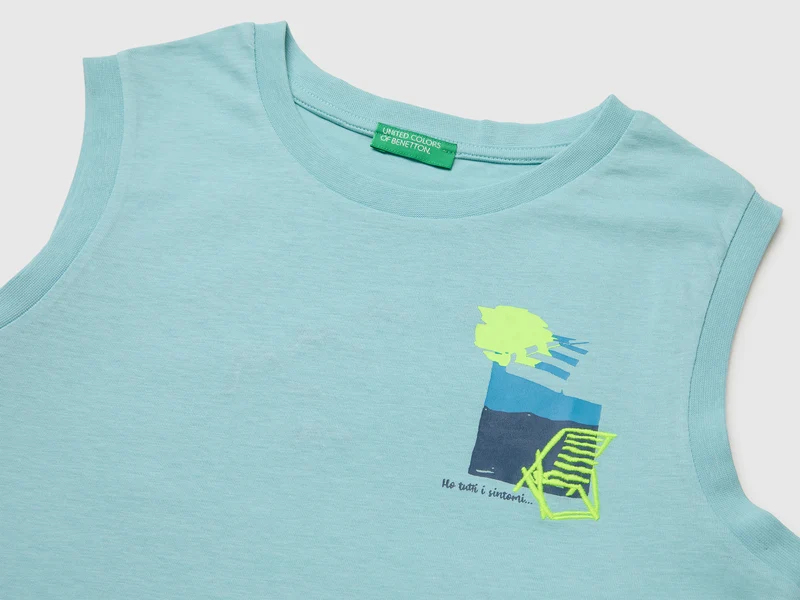 Tanktop mit Aufdruck und Stickerei