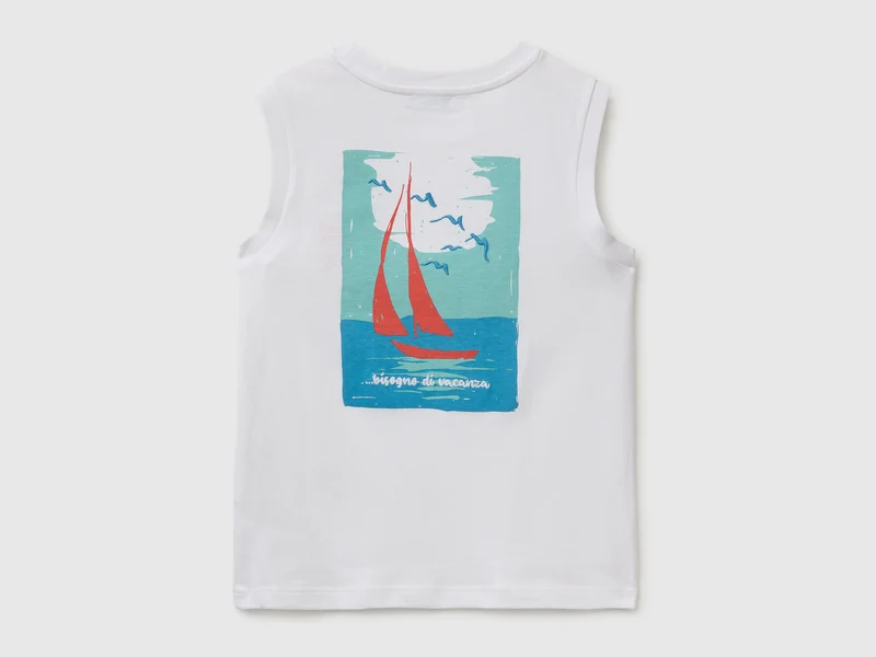 Tanktop mit Aufdruck und Stickerei