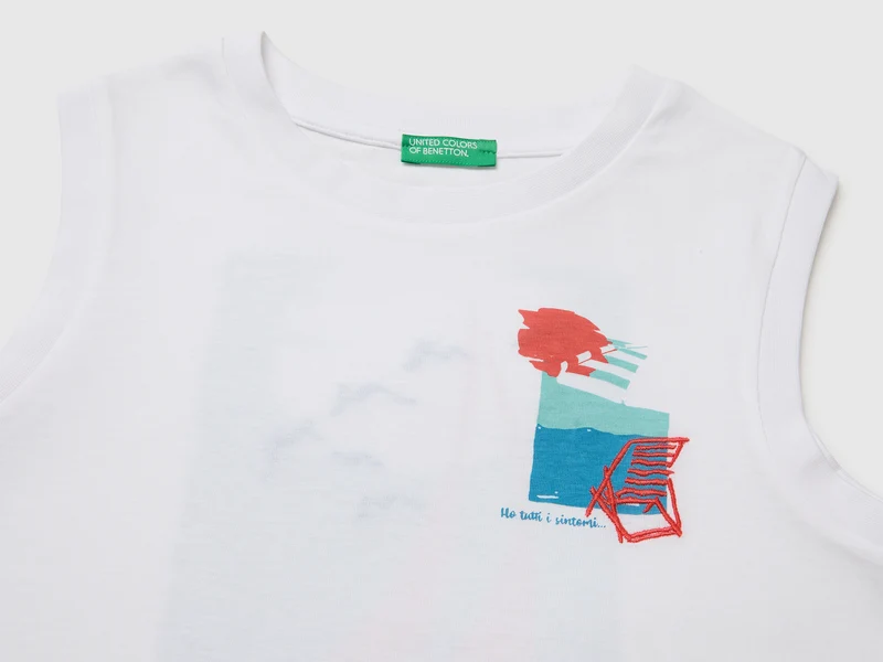 Tanktop mit Aufdruck und Stickerei
