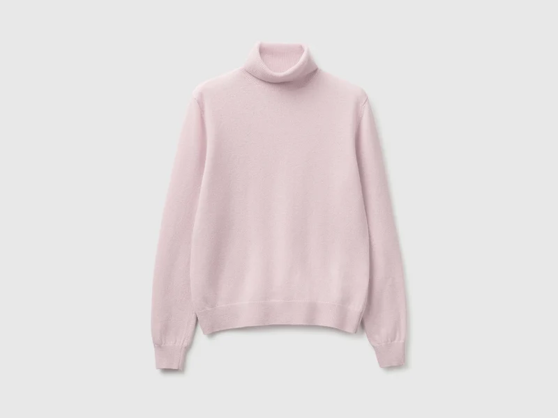 Helllila Rollkragenpullover aus reiner Merinowolle