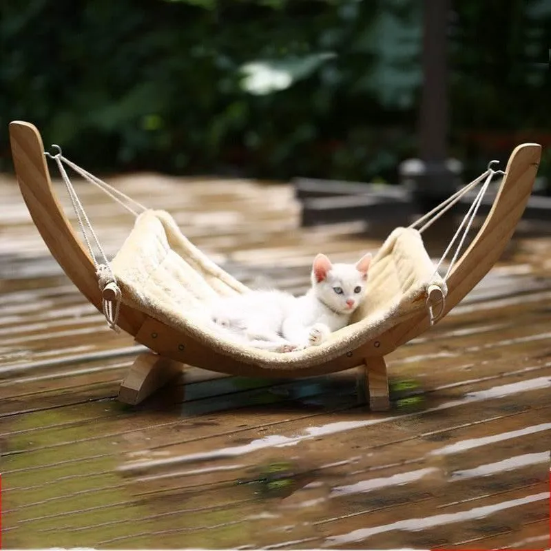 Wooden Cat Hammock - Stylish Pet Bed for Cats