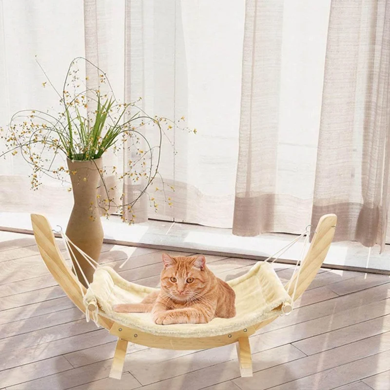 Wooden Cat Hammock - Stylish Pet Bed for Cats