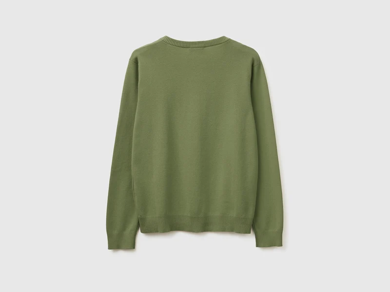 Olivgrüne Strickjacke aus Trikotbaumwolle