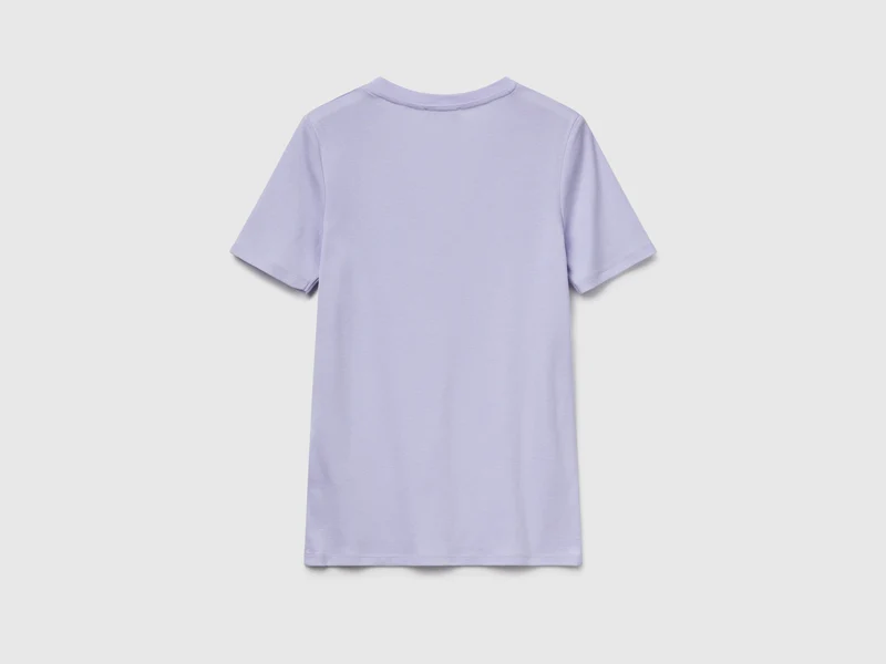 T-Shirt aus reiner Baumwolle mit V-Ausschnitt