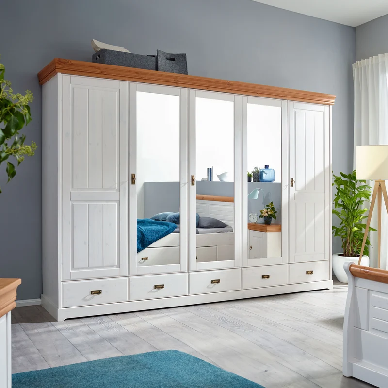 Kleiderschrank 5 trg. Kiefer massiv - Skagen