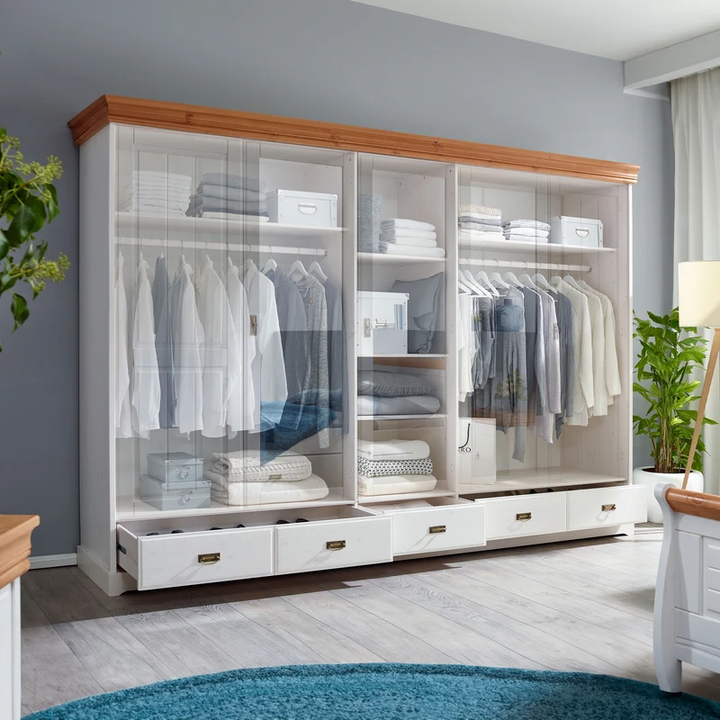 Kleiderschrank 5 trg. Kiefer massiv - Skagen