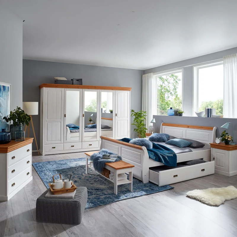 Kleiderschrank 5 trg. Kiefer massiv - Skagen