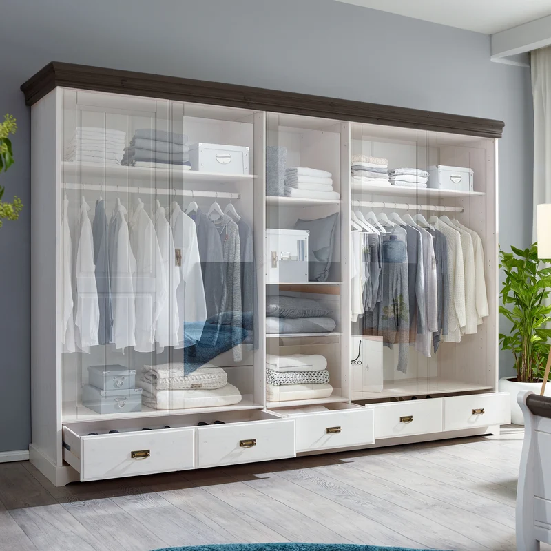 Kleiderschrank 5 trg. Kiefer massiv - Skagen