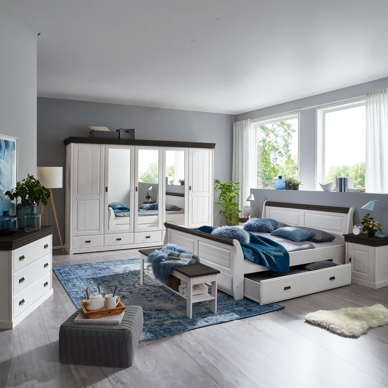Kleiderschrank 5 trg. Kiefer massiv - Skagen