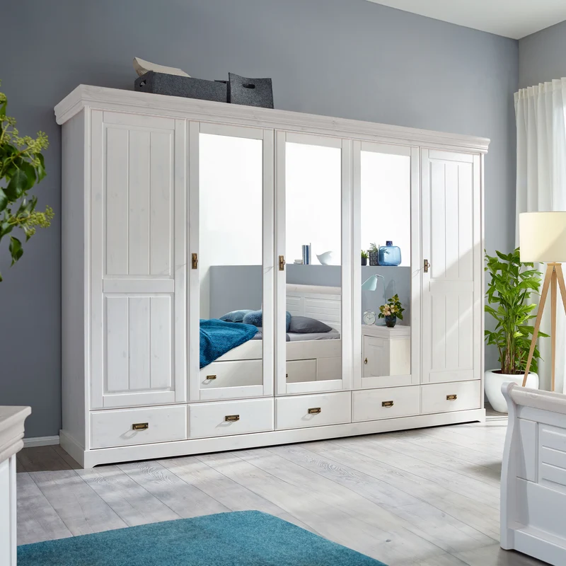 Kleiderschrank 5 trg. Kiefer massiv - Skagen
