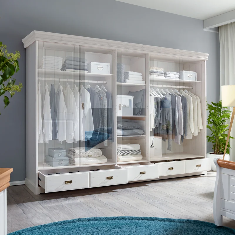 Kleiderschrank 5 trg. Kiefer massiv - Skagen