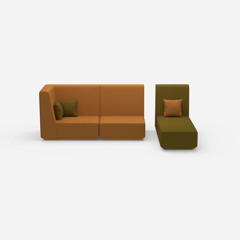 Modulares 2er Sofa mit Recamiere