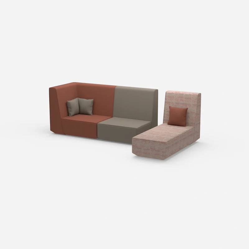 Modulares 2er Sofa mit Recamiere