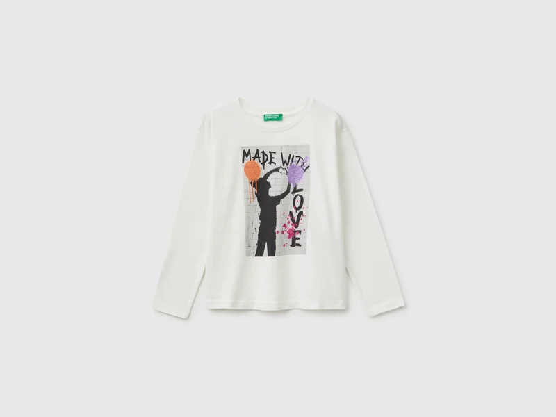 T-Shirt mit Fotodruck und Glitter